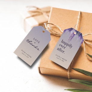Etiquetas Para Regalos Gradiente Floral Púrpura Feliz para Siempre Bodas