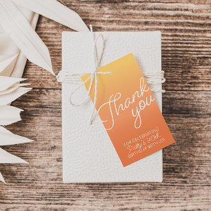 Etiquetas Para Regalos Gradiente Naranja de la puesta del sol Gracias Fav