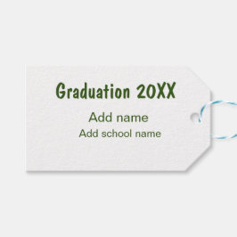 Etiquetas Para Regalos Graduación 20XX añadir nombre de año escuela verde