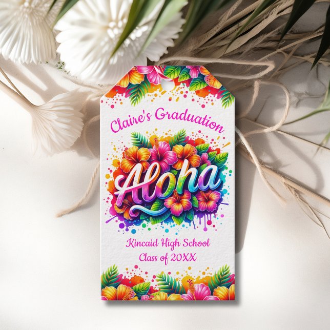 Etiquetas Para Regalos Graduación Aloha Tropical (Subido por el creador)