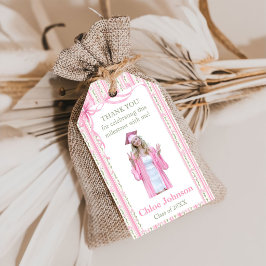 Etiquetas Para Regalos Graduación Floral con Lazo Rosa