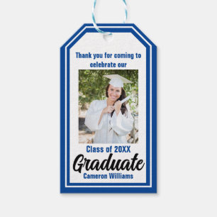 Etiquetas Para Regalos Graduación personalizada de foto de graduado azul