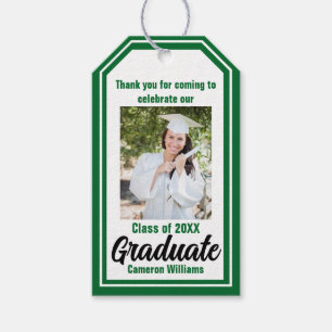 Etiquetas Para Regalos Graduación personalizada de foto de graduado verde