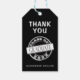 Etiquetas Para Regalos Graduado negro moderno personalizado gracias