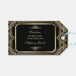 Etiquetas Para Regalos Gran Boda Gatsby de lujo negro y oro