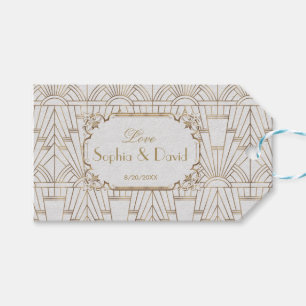 Etiquetas Para Regalos Gran Gatsby de Oro Blanco Boda Art Deco de los año