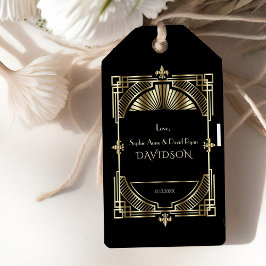 Etiquetas Para Regalos Gran Gatsby de oro negro de lujo Boda de los años
