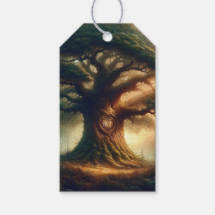 Etiquetas Para Regalos Gran Viejo Árbol de Roble Encantado Bosque Rústico