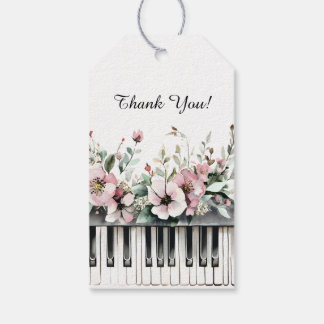 Etiquetas Para Regalos Grand Piano Keys Floral Bouquet Thank You