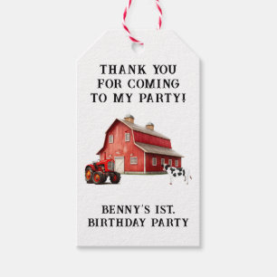 Etiquetas Para Regalos Granja Animal Red Barn Tractor 1. Cumpleaños Graci