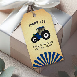 Etiquetas Para Regalos Granja Azul Tractor Cumpleaños de Niños Agradecimi