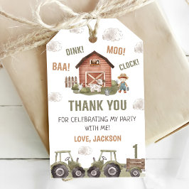 Etiquetas Para Regalos Granja de Tractor Acuarela Cumpleaños 1