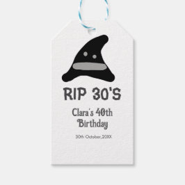 Etiquetas Para Regalos Gray black RIP 30's 40th birthday witch hat hallow