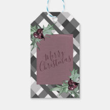Gray Tartan Purple Floral Feliz Navidad