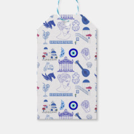 Etiquetas Para Regalos Grecia Azul y Blanco
