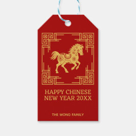 Etiquetas Para Regalos Greek Ornament Frame Golden Horse Pattern Red 