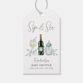 Etiquetas Para Regalos Green Champagne Sip & See Baby Shower