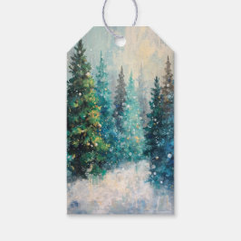 Etiquetas Para Regalos Green Christmas Trees Winter Forest