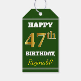 Etiquetas Para Regalos Green, Faux Gold 47th Birthday + Custom Name