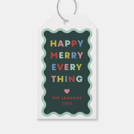 Etiquetas Para Regalos Green Happy Merry Wavy Christmas Gift Tag