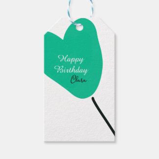 Etiquetas Para Regalos Green heart happy birthday white black balloon kid