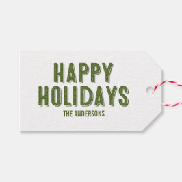 Etiquetas Para Regalos Green Plaid Navidades Happy Holidays Gift Tag