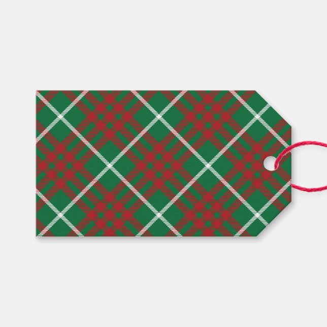 Etiquetas Para Regalos Green & Red Check (Frente (Horizontal))