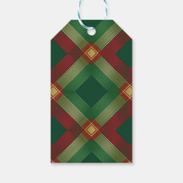 ETIQUETAS PARA REGALOS GREEN RED GOLD HOLIDAY PLAID PATTERN