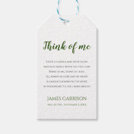 Etiquetas Para Regalos Green Think Of Me Celebration of Life Candle Favor