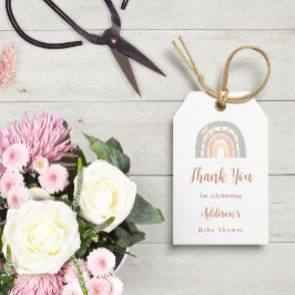 Etiquetas Para Regalos Green y Peach Boho Rainbow Baby Shower