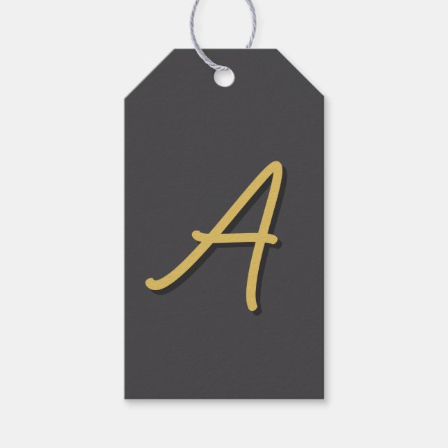 Etiquetas Para Regalos Grey Gold Color Monogram Professional (Anverso)