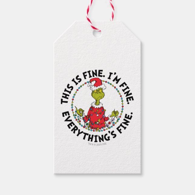Etiquetas Para Regalos Grinch | Everything's Fine (Anverso)