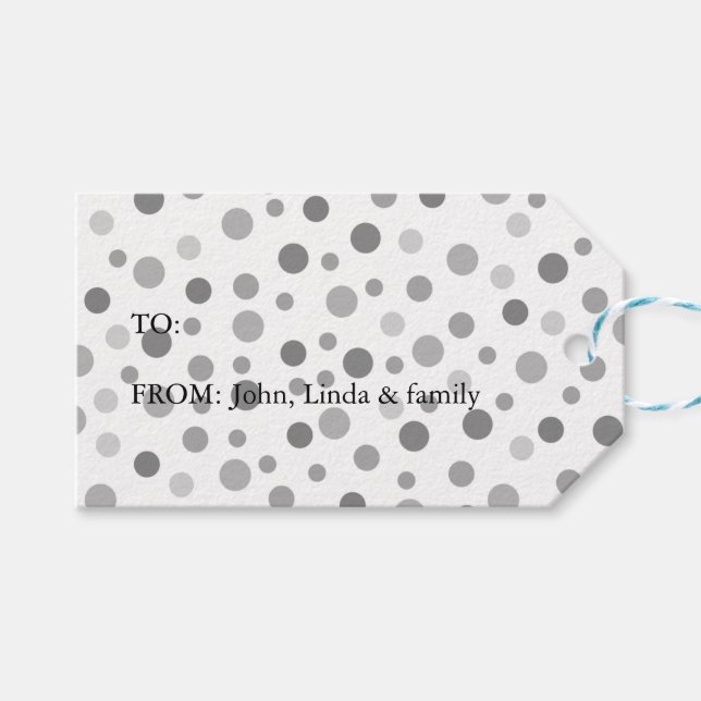 Etiquetas Para Regalos Gris Confetti Dots (Frente (Horizontal))