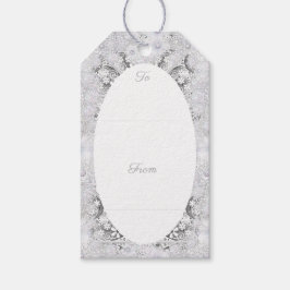 Etiquetas Para Regalos Gris de encaje cerámico y copo de nieve