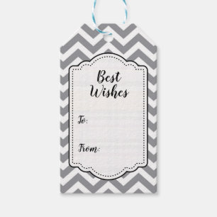 Etiquetas Para Regalos Gris y Blanco Chevron Grueso Boda Cumpleaños V2