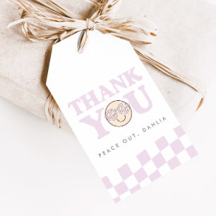 Etiquetas Para Regalos Groovy Chica Checkered Happy Face Favor