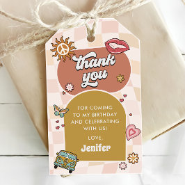 Etiquetas Para Regalos Groovy Daisy Retro Primer Fiesta de cumpleaños