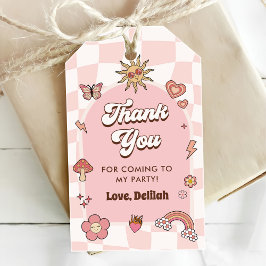 Etiquetas Para Regalos Groovy Daisy Retro Primer Fiesta de cumpleaños