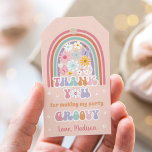 Etiquetas Para Regalos Groovy Retro 70 Híppie Flower Birthday Gracias<br><div class="desc">Estas adorables etiquetas de cumpleaños presentan un arco iris de estilo hippie retro y gráficos florales en colores pastel boho.</div>