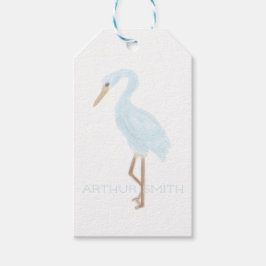 Etiquetas Para Regalos Grulla azul acuarela