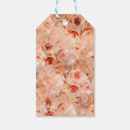 Etiquetas Para Regalos Grunge patrón floral. Fondo coral.