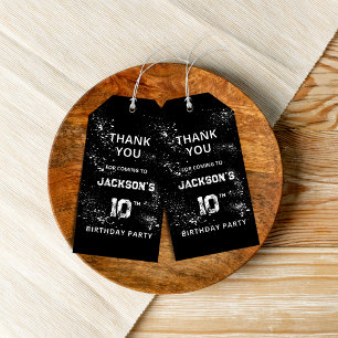 Etiquetas Para Regalos Grunge Salpicadura de Pintura Negro y Blanco Graci