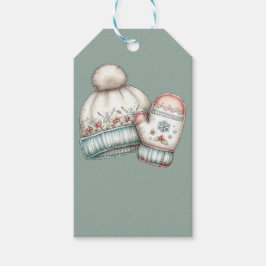 ETIQUETAS PARA REGALOS GUANTES Y GORRO PASTEL DE FIESTAS DE INVIERNO