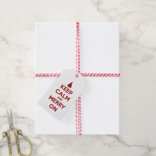 Etiquetas Para Regalos Guarde la calma y feliz en rojo y blanco