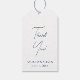 Etiquetas Para Regalos Guión azul simple Gracias Boda