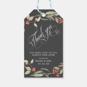 Etiquetas Para Regalos Guión caligráfico elegante Gracias Gris floral