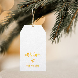 Etiquetas Para Regalos Guión casual de oro y corazón con amor
