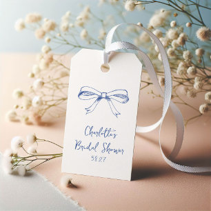 Etiquetas Para Regalos Guion Coquette Mano Escrito Arco Azul Despedida de