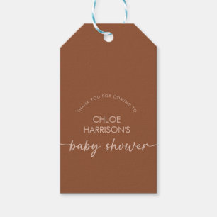 Etiquetas Para Regalos Guión de Baby Shower de Boho Brown Terracotta Beig