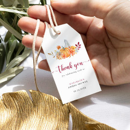 Etiquetas Para Regalos Guión de calabaza de la ducha de las nubes Gracias